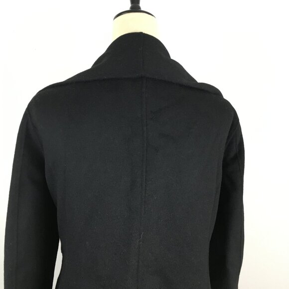 T TAHARI Black Hand Made Wool Blend Large Lapel/Collar Open Front Coat Jacket - Picture 9 of 10